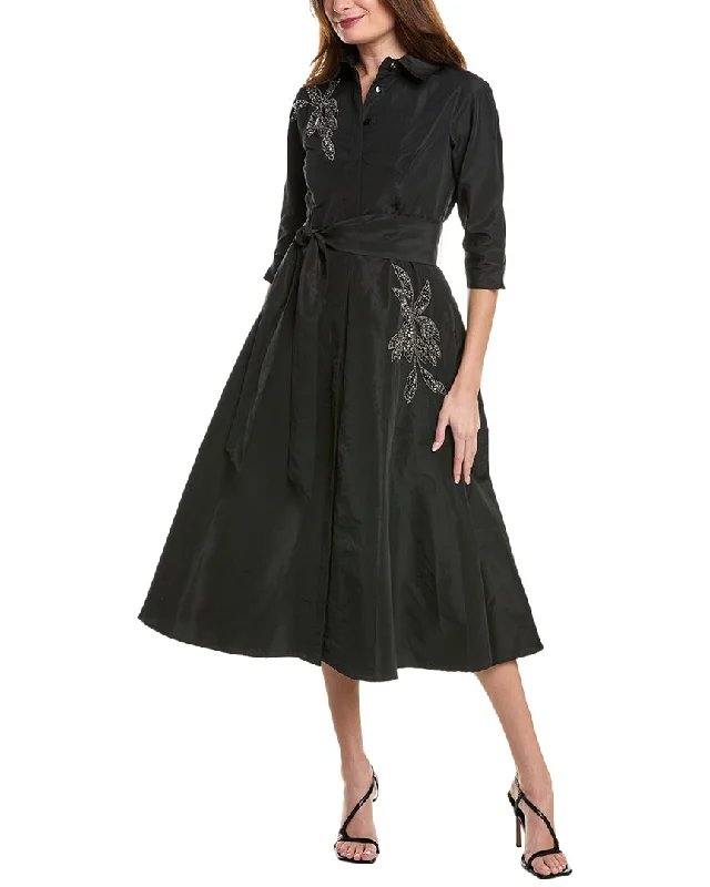 Women's shirt dress edgy -Teri Jon by Rickie Freeman Taffeta Shirtdress