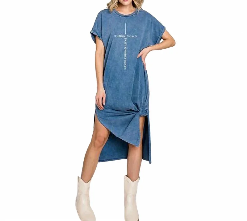 Women's shirt dress soft -Never Ending Love T-Shirt Dress In Washed Blue