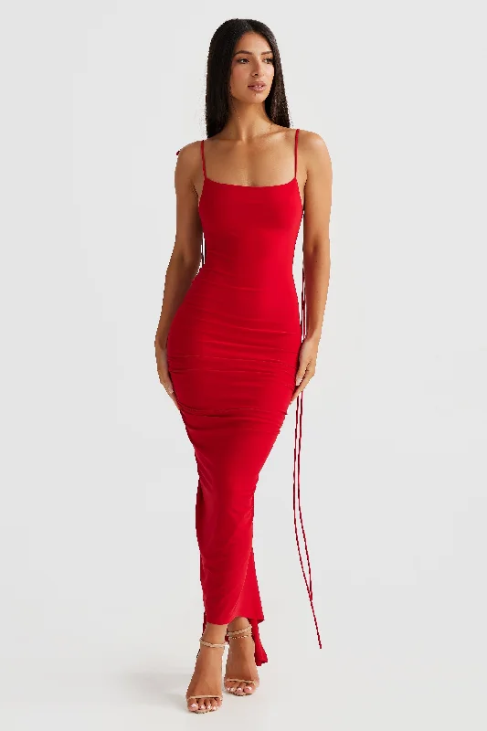 Ladies midi dress modern -Azari Midi Dress - Red