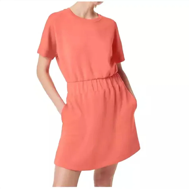 Women's shirt dress relaxed -Air Essential Cinched T Shirt Dress In Peach