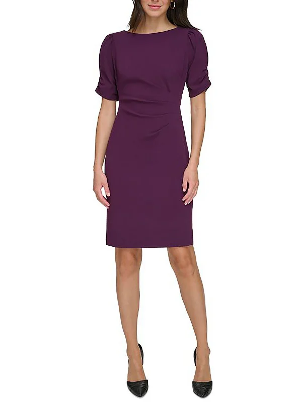 Ladies party dress studded -Womens Crepe Shirred Sleeve Cocktail And Party Dress