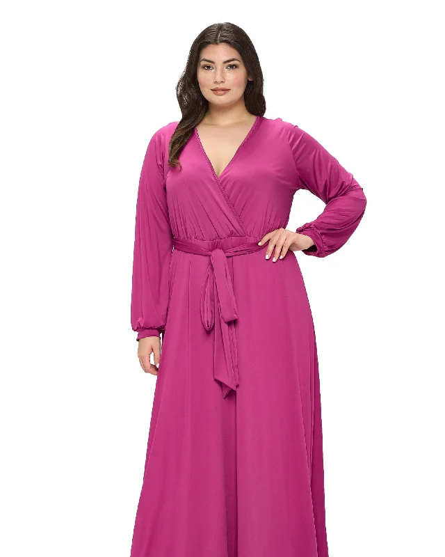 Women's maxi dress yellow -Espinoza Surplice Maxi Dress | Magenta