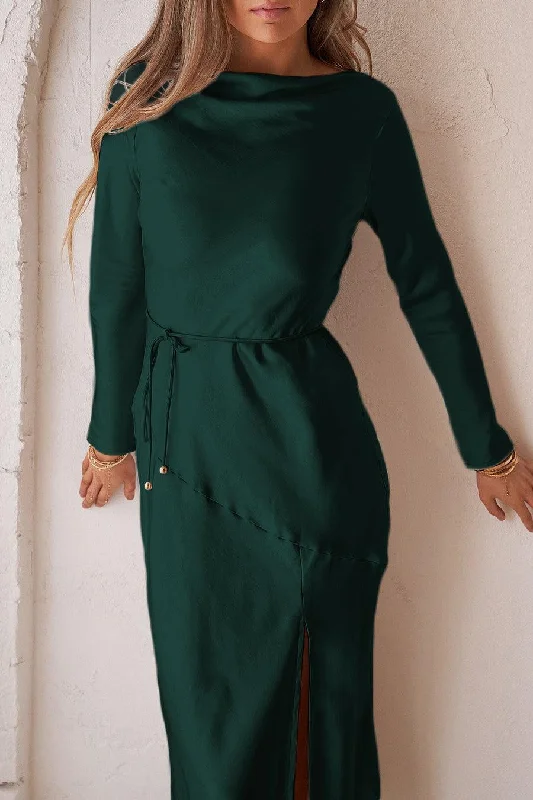 Ladies midi dress A-line -Luna Midi Dress - Emerald Green