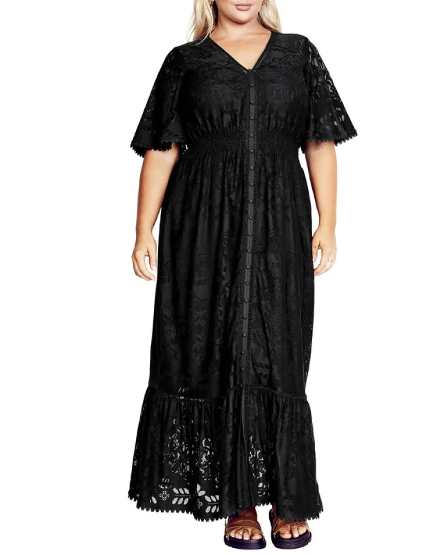 Women's maxi dress mother of bride -Lace Love Maxi | Black