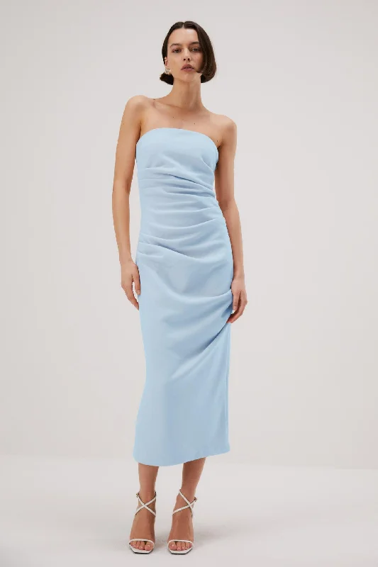 Ladies midi dress elegant -Misha Calandra Midi Dress - Sky Blue