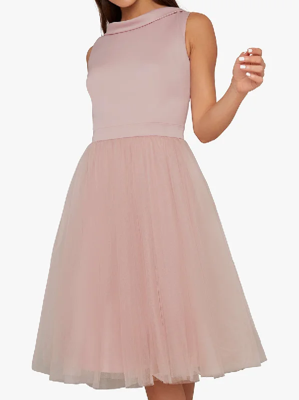 Ladies midi dress gradient -Midi Tulle Skater Dress Pink