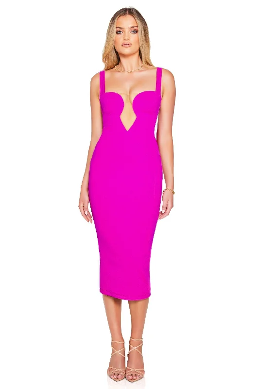 Ladies midi dress awards night -Nookie Minx Midi Dress - Electric Pink