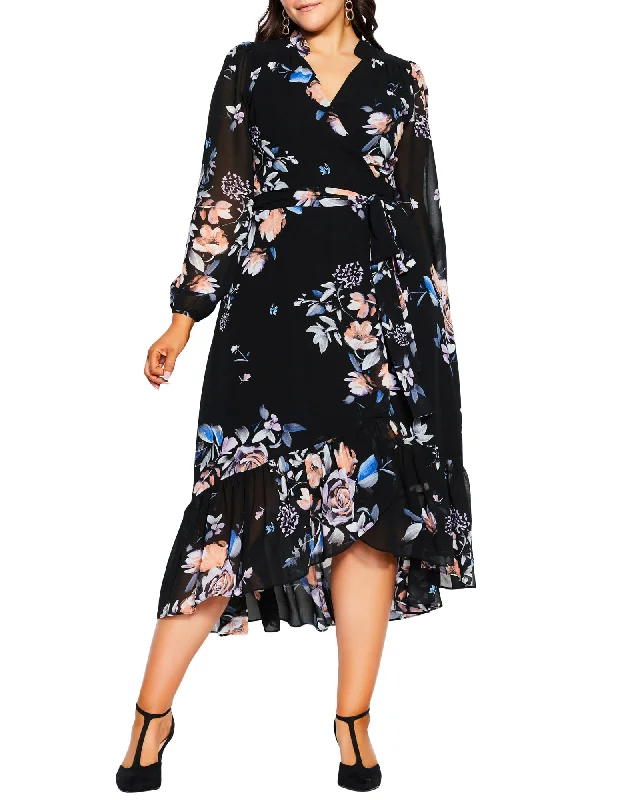 Women's maxi dress cheap -Violet Floral Maxi | Black Blushing Rose