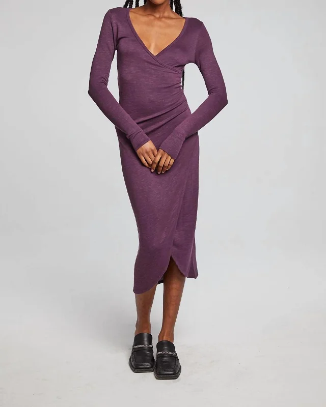 Ladies midi dress relaxed fit -Harmony Perfect Midi Dress In Plum | Plum