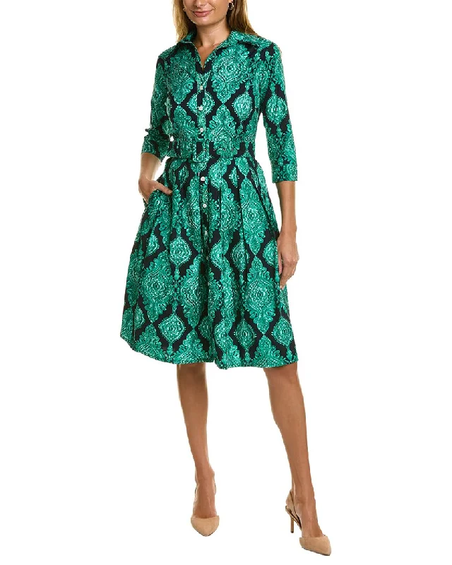 Women's shirt dress snake print -Samantha Sung Audrey 1 3/4-Sleeve Shirtdress