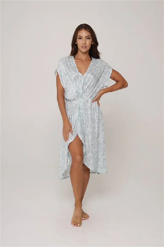 Ladies midi dress getaway -Lagoon Midi Twist-Front Dress