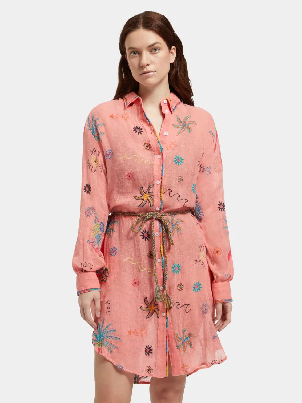 Women's shirt dress collar -Oversized shirt dress