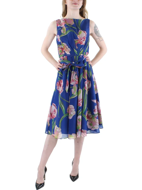 Ladies party dress sheath -Womens Floral Pleated Cocktail and Party Dress