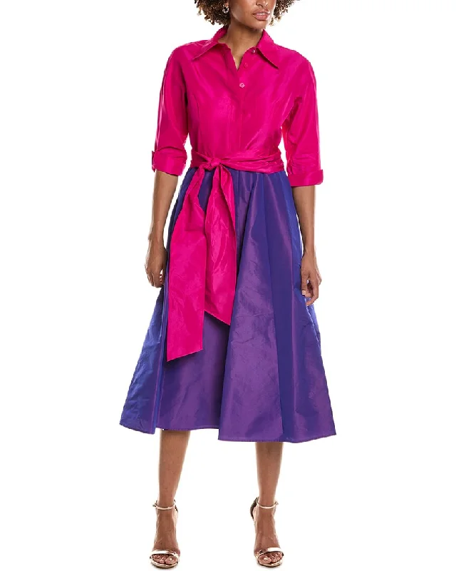 Women's shirt dress jewel tone -Teri Jon by Rickie Freeman 2-Tone Taffeta Shirtdress