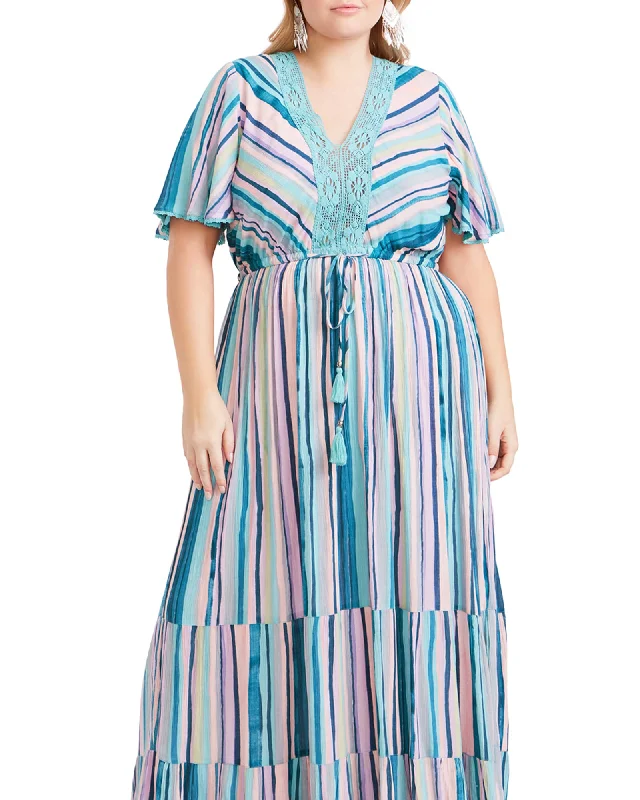 Women's maxi dress non stretch -Cadence Maxi | Gelato Stripe