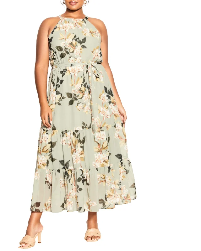 Women's maxi dress color block -Halter Love Maxi | Magnolia Floral