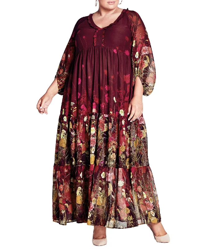 Women's maxi dress lace -Angelina Maxi | Bordeaux Floral